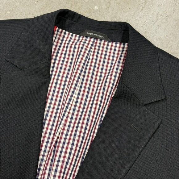 Hugo Boss Black Blazer Wool Sport Coat Textured Maselli4 100% Silk Lining 46R - Picture 6 of 10